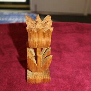 Handcrafted Wood Tulip - Carved